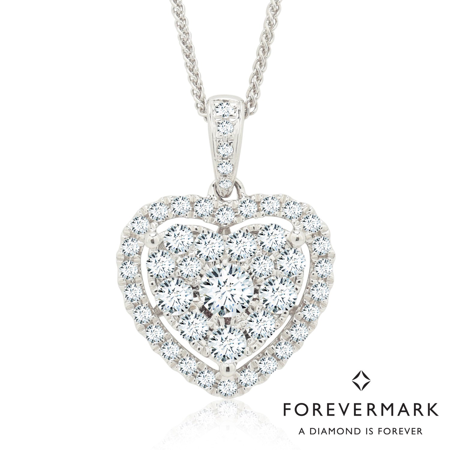Forevermark Diamond Heart Necklace in 18kt White Gold (3/4ct tw)