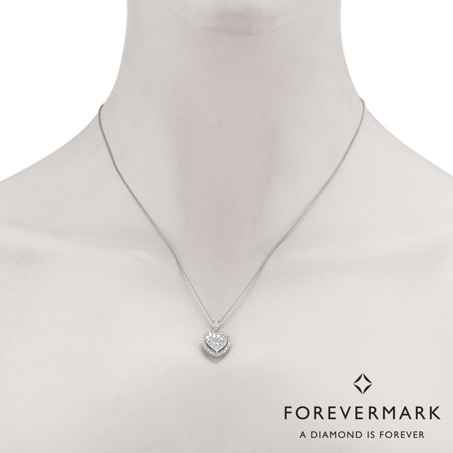 De Beers Forevermark Diamond Heart Necklace in 18kt White Gold (3/4ct tw)