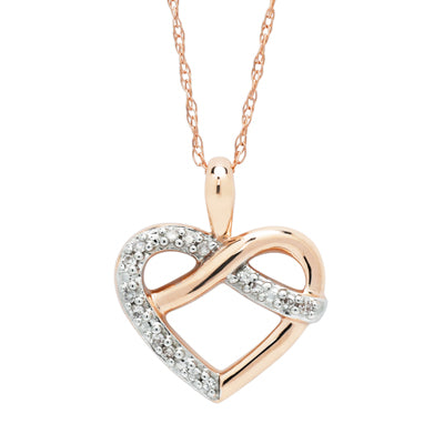 Diamond Heart Necklace in 10kt Rose Gold (1/20ct tw)