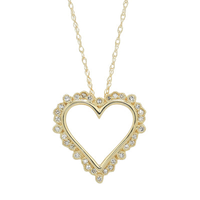 Diamond Heart Necklace in 10kt Yellow Gold (1/10ct tw)