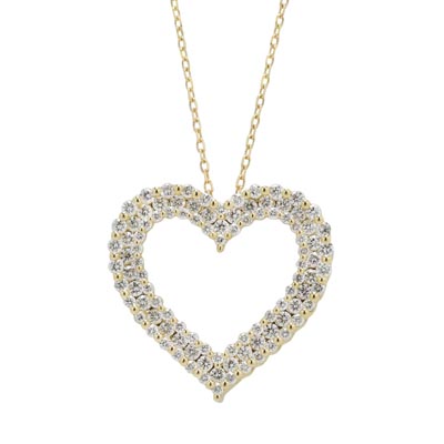 Diamond Heart Shape Necklace in 14kt Yellow Gold (1ct tw)