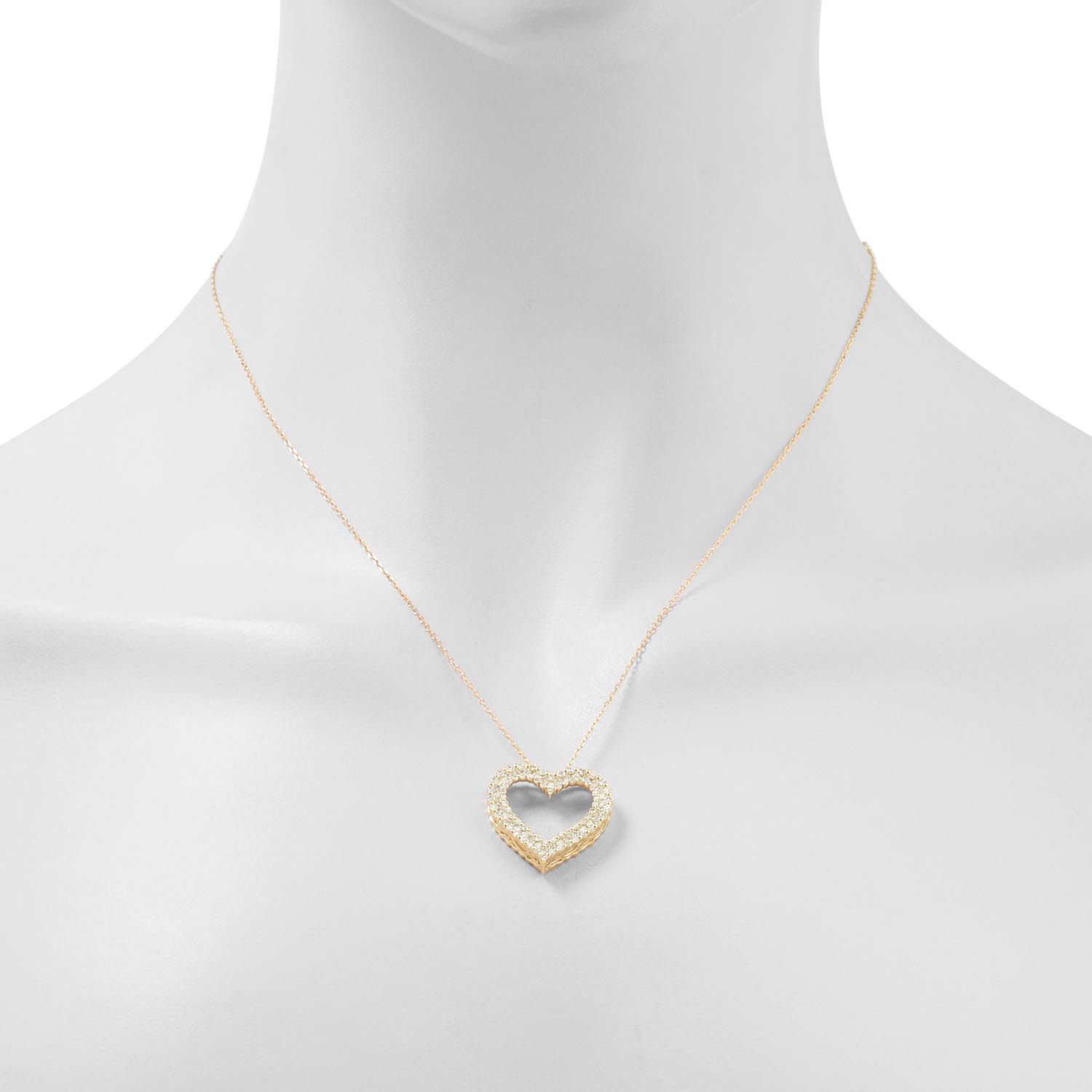 Diamond Heart Shape Necklace in 14kt Yellow Gold (1ct tw)