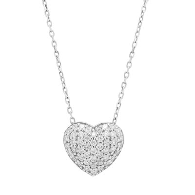 Diamond Puffed Heart Necklace 14kt White Gold (1/3ct tw)