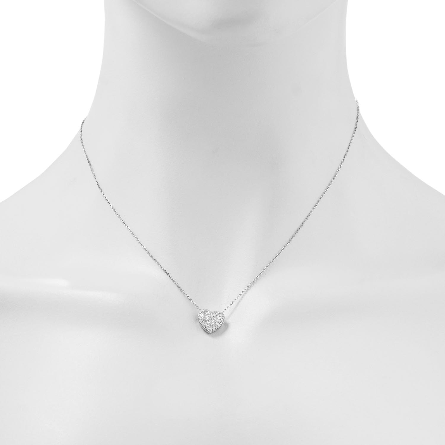 Diamond Puffed Heart Necklace 14kt White Gold (1/3ct tw)