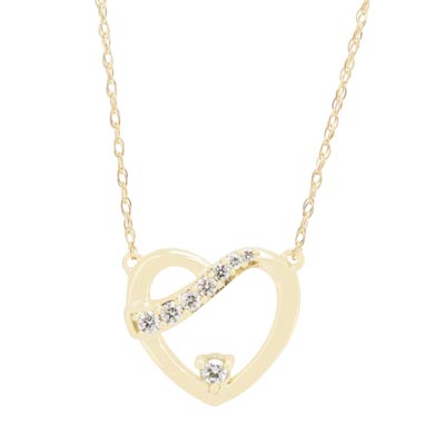 Diamond Heart Necklace in 10kt Yellow Gold (1/10ct tw)