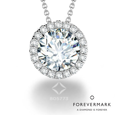 Center of My Universe Diamond Halo Necklace in 18kt White Gold (1/5ct tw)