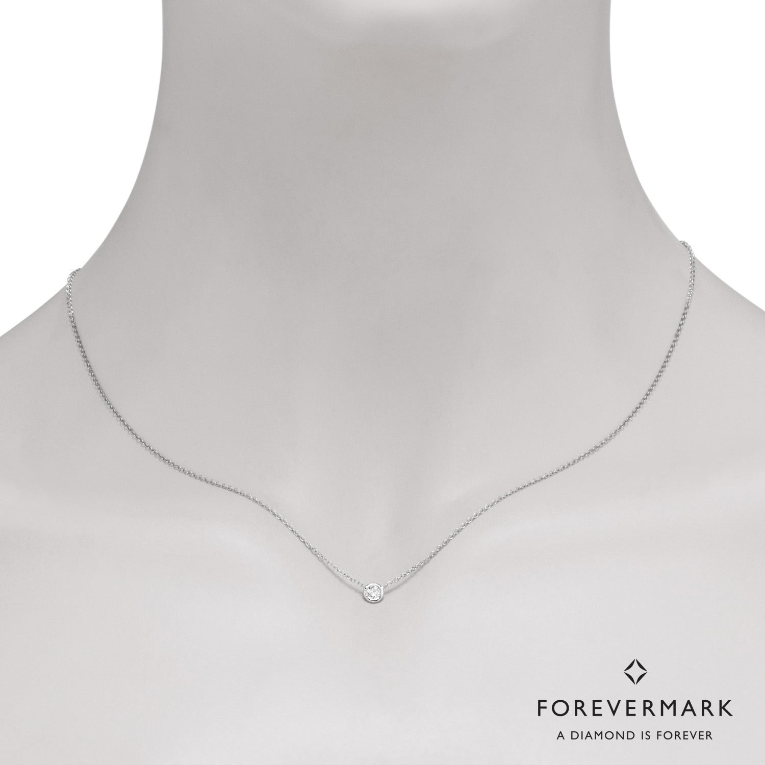 Forevermark Diamond Bezel Necklace in 18kt White Gold (1/7ct)