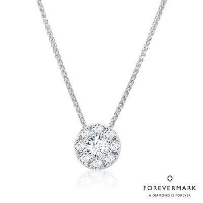 Forevermark Eternal Collection Diamond Halo Necklace in 18kt White Gold (1/3ct tw)