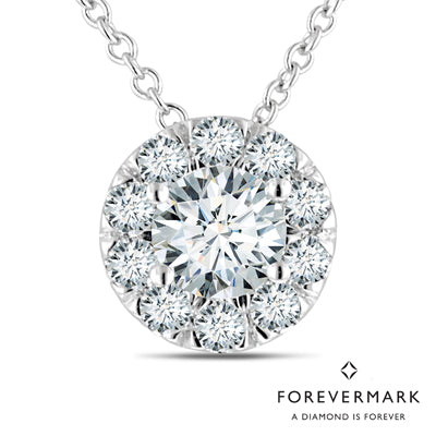 Diamond Halo Necklace in 18kt White Gold (1/2ct tw)