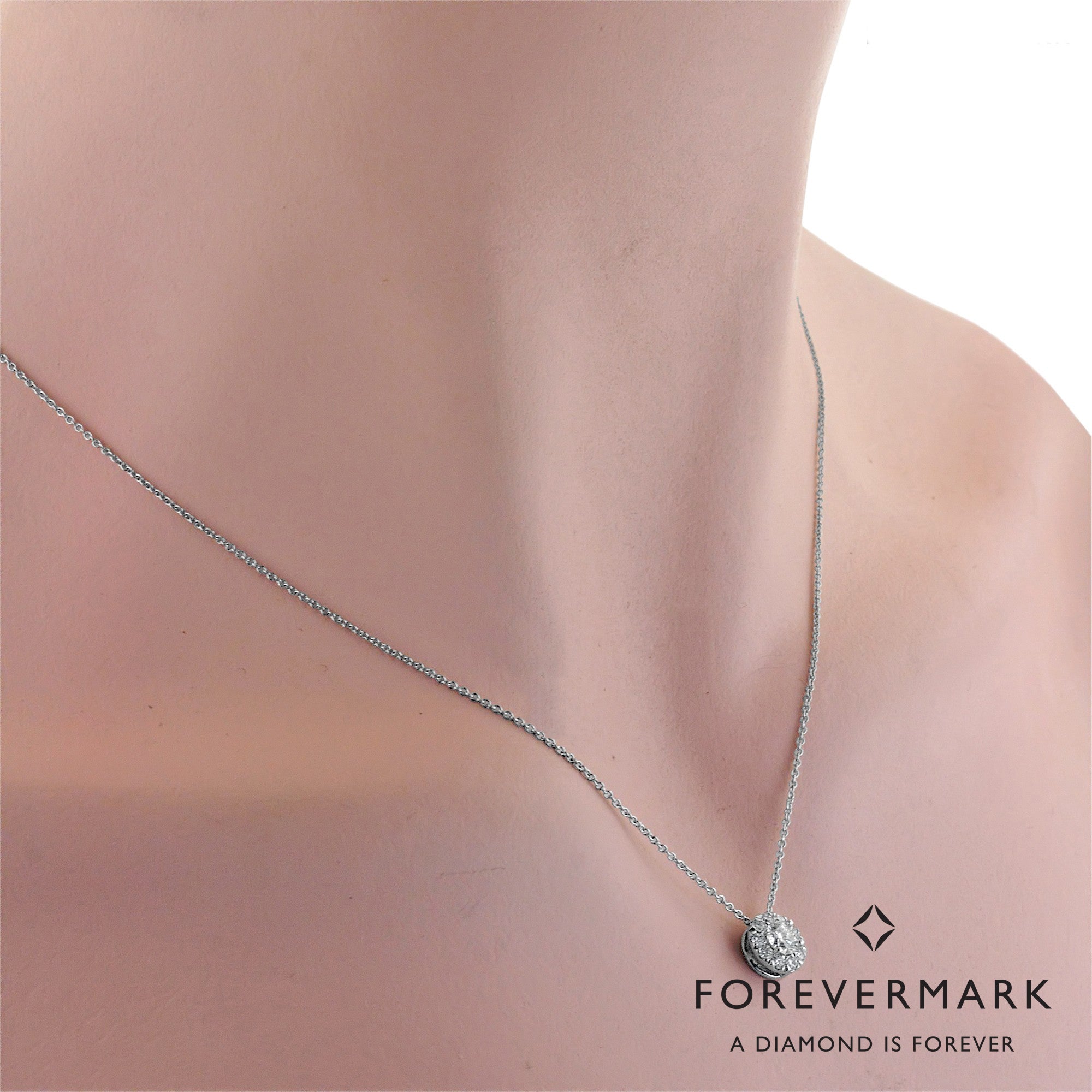 Diamond Halo Necklace in 18kt White Gold (1/2ct tw)