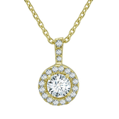 Diamond Halo Necklace in 18kt Yellow Gold (1/2ct tw)