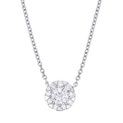 Memoire Bouquet Diamond Halo Necklace  in 18kt White Gold (1/2ct tw)