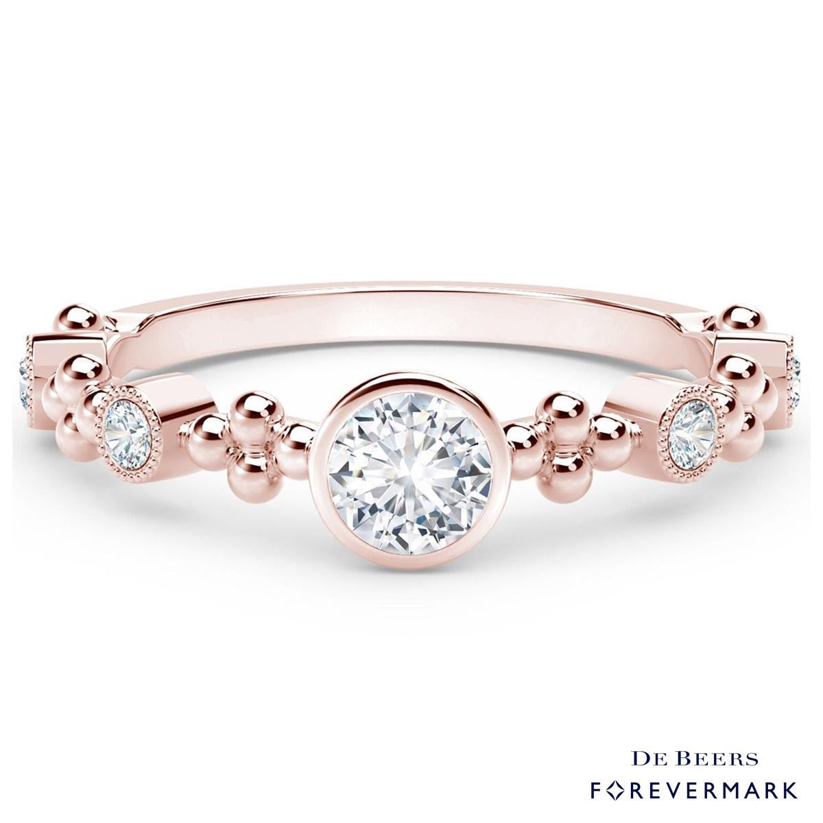 De Beers Forevermark Tribute Collection Feminine Diamond Ring in 18kt Rose Gold (1/5ct tw)