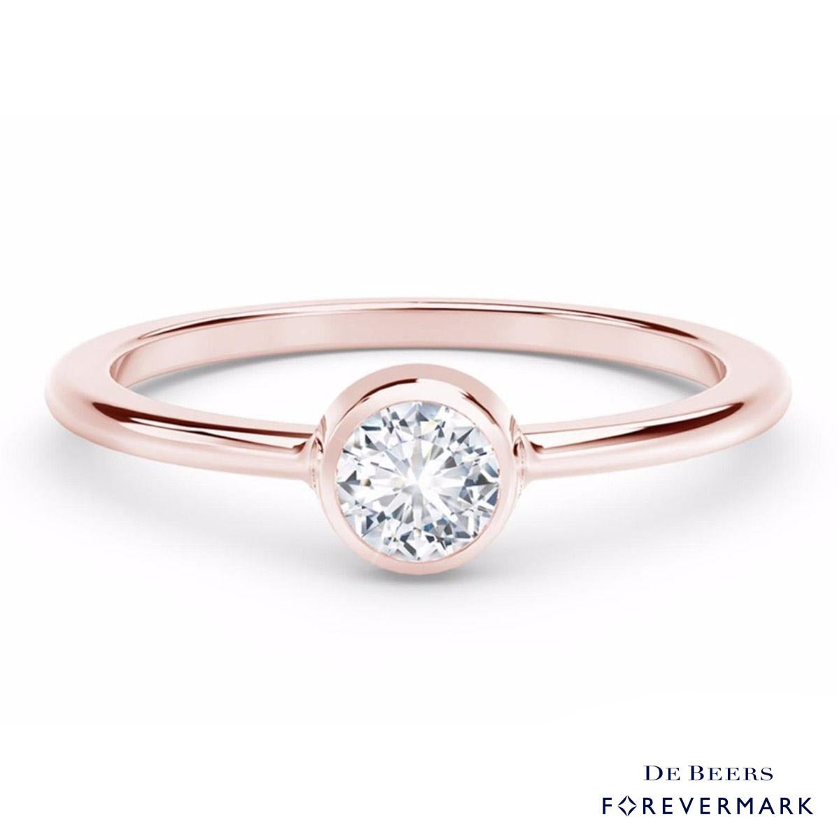 De Beers  Forevermark Tribute Collection Classic Bezel Stackable Ring in 18kt Rose Gold (1/10ct)