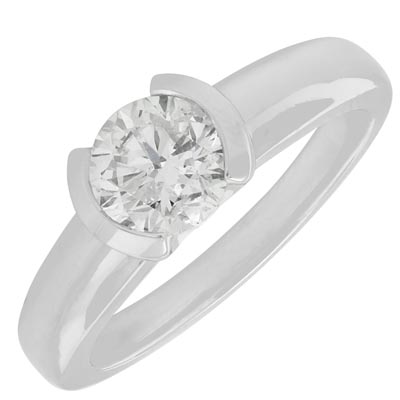 Diamond Half Bezel Solitaire Ring in 14kt White Gold (1ct)