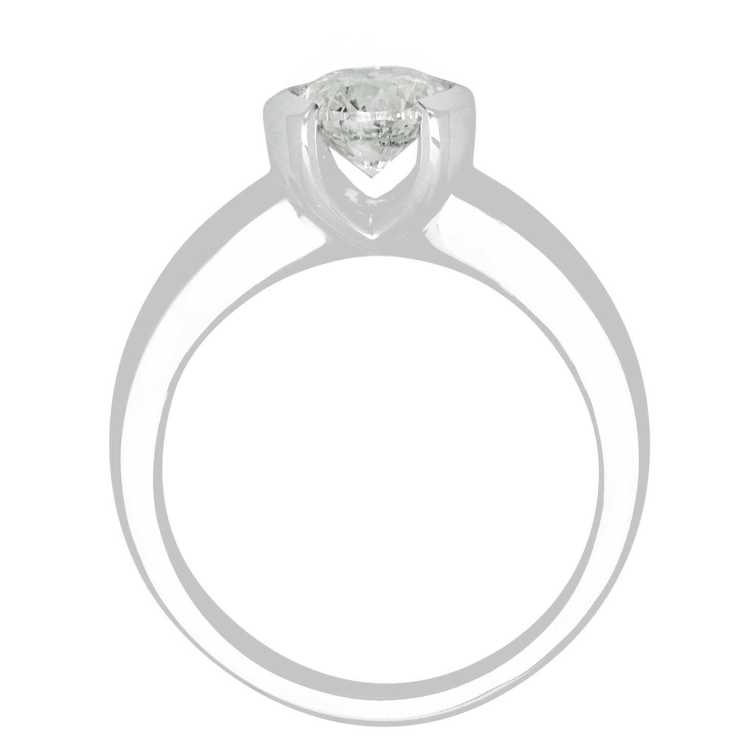 Diamond Half Bezel Solitaire Ring in 14kt White Gold (1ct)