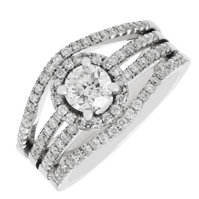 Diamond Halo Engagement Ring in 14kt White Gold (1 1/5ct tw)