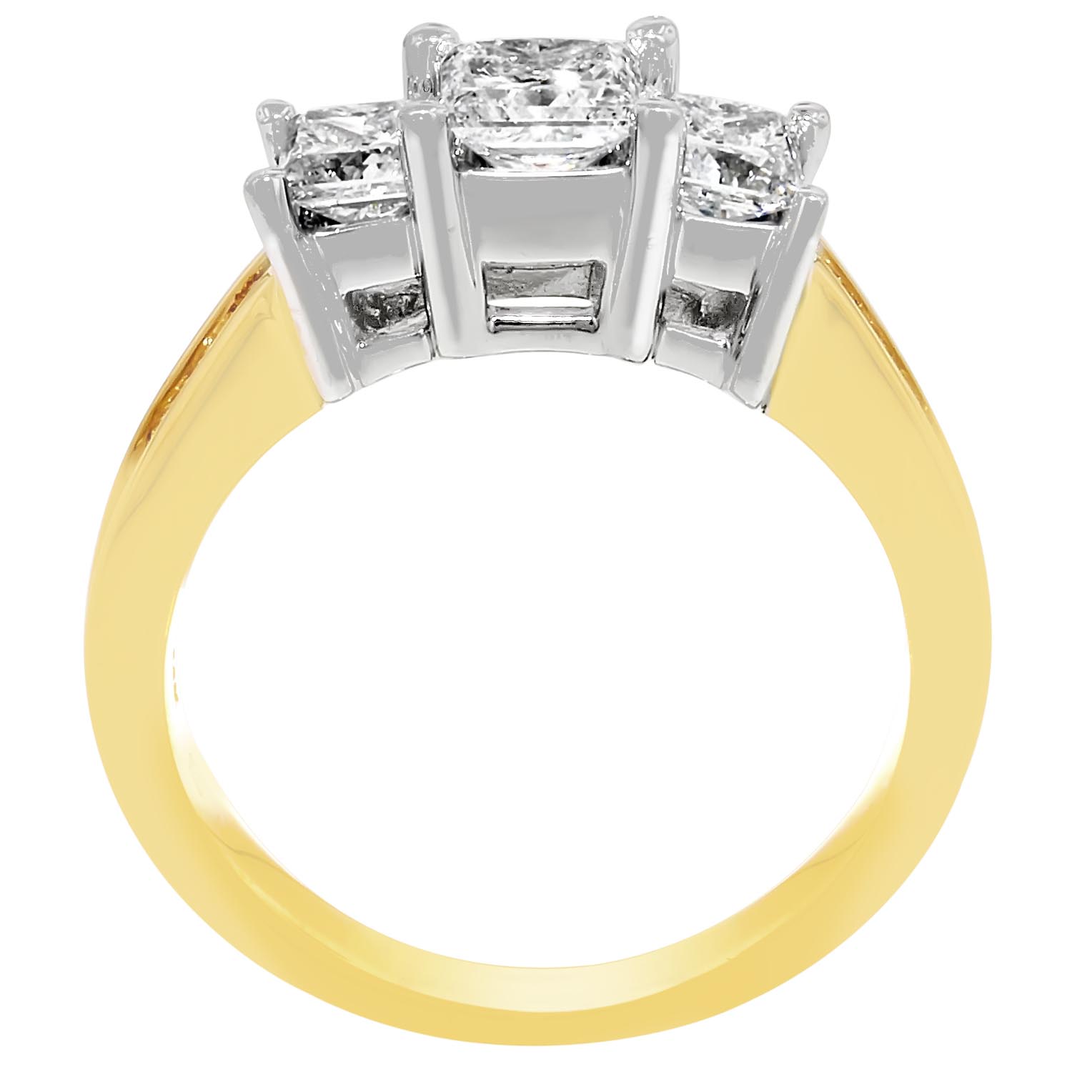 Princess Cut Diamond Three Stone Ring in 14kt Yellow Gold (1 1/2ct