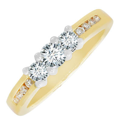 Northern Star Diamond Three Stone Ring in 14kt Yellow Gold with Channel Set Diamonds (1/2ct tw)