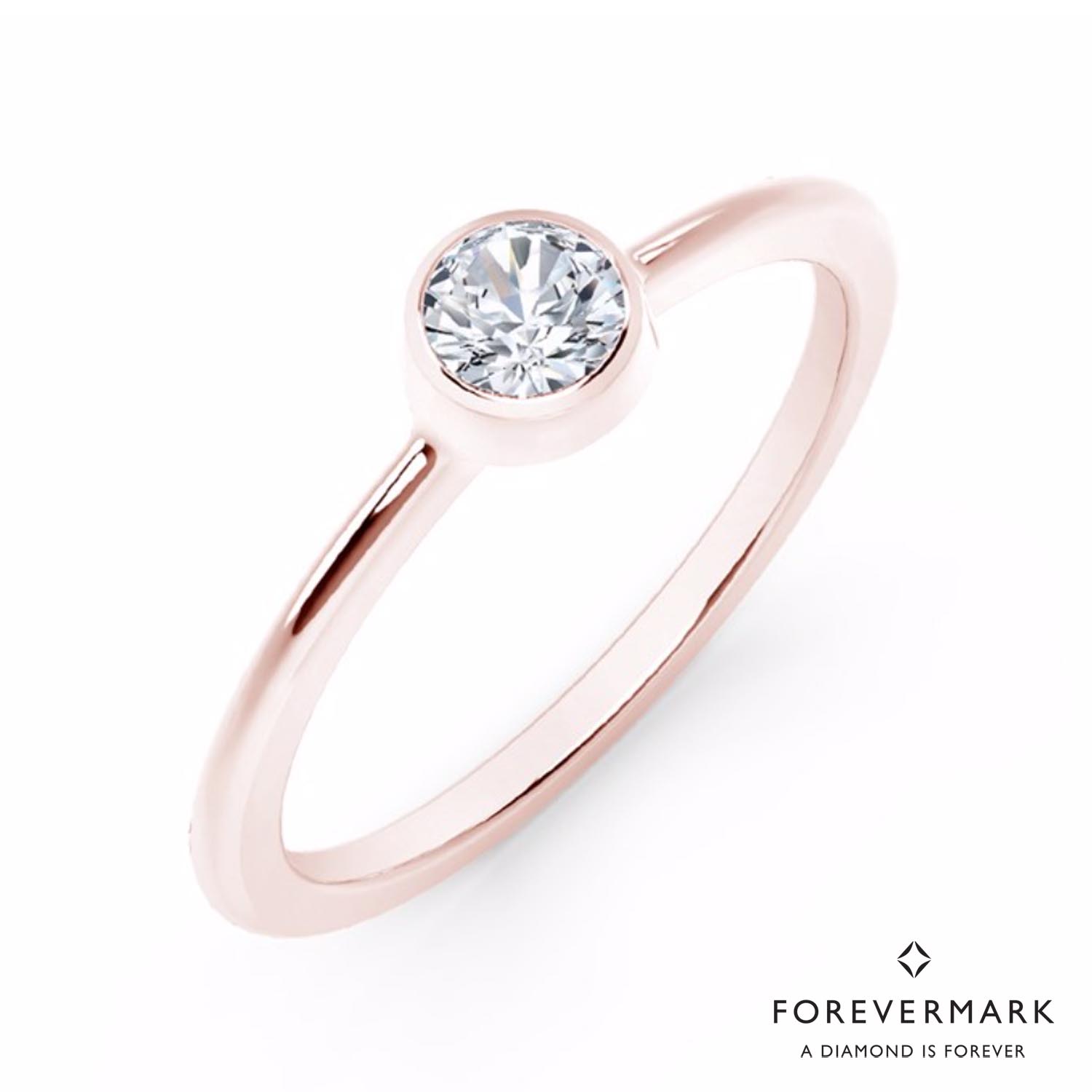 De Beers Forevermark Tribute Collection Classic Bezel Stackable Ring in 18kt Rose Gold (1/5ct)
