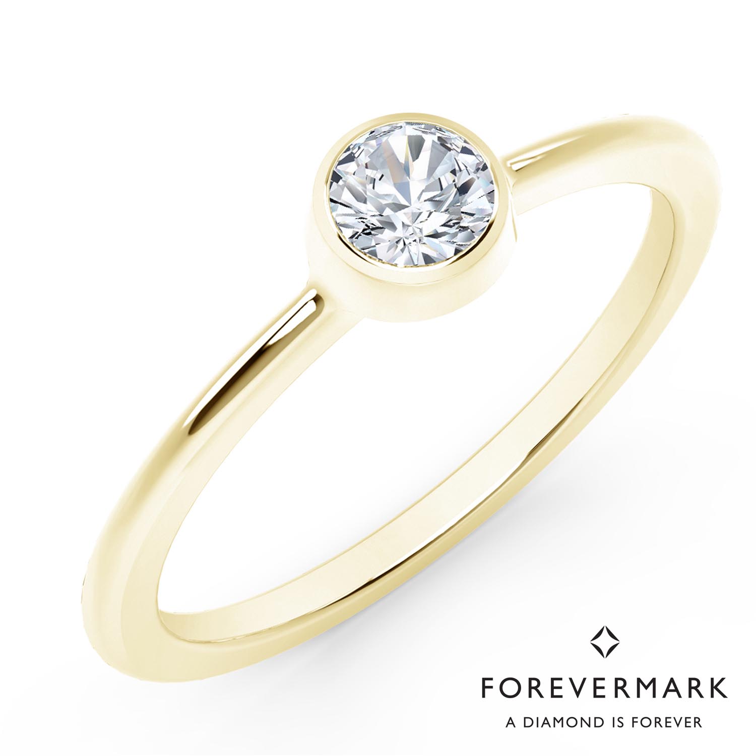 Forevermark Tribute Collection Classic Bezel Stackable Ring in 18kt Yellow Gold (1/5ct)