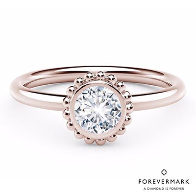De Beers Forevermark Tribute Collection Beaded Bezel Ring in 18kt Rose Gold (1/2ct)