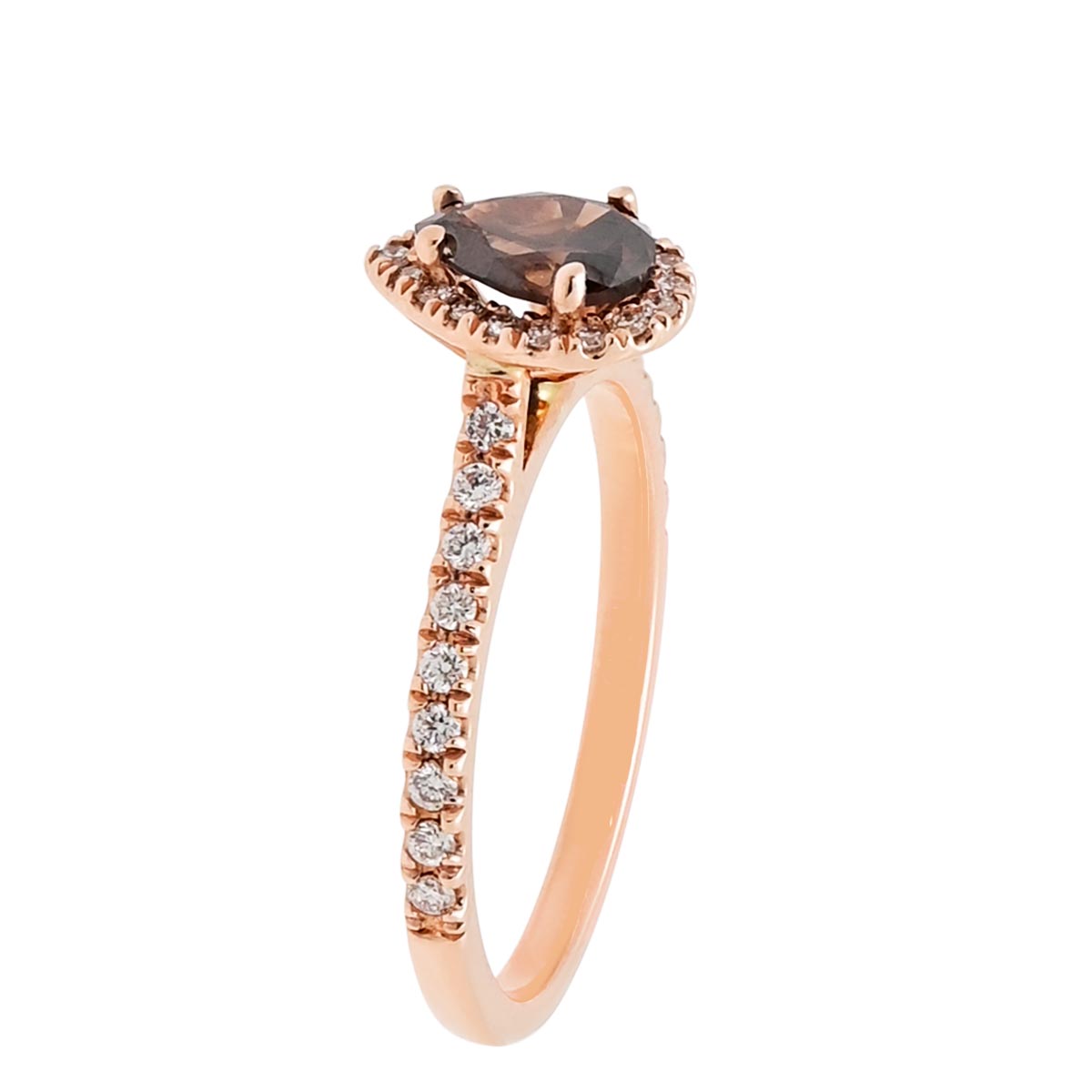 Pear Shape Champagne Diamond Halo Engagement Ring in 14kt Rose Gold (3/4ct tw)