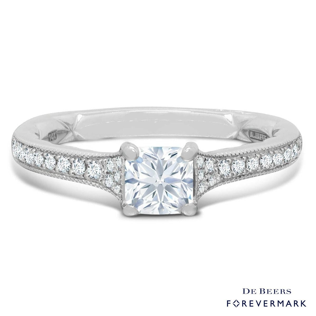 De Beers Forevermark Diamond Square Ideal Cut Engagement Ring in 14kt White Gold (3/4ct tw)