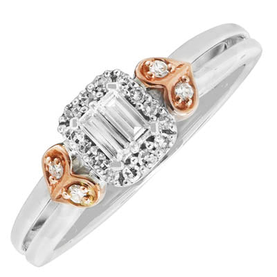 Baguette Diamond Engagement Ring in 10kt White and Rose  Gold (1/5ct tw)