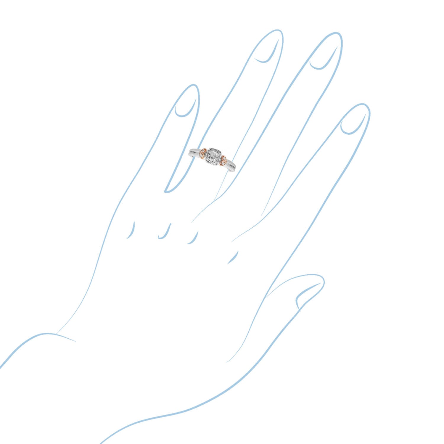Baguette Diamond Engagement Ring in 10kt White and Rose  Gold (1/5ct tw)
