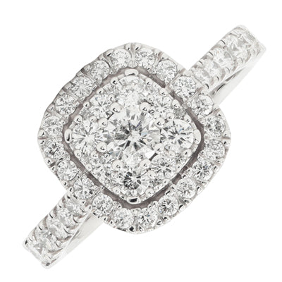 Cushion Diamond Halo Ring in 10kt White Gold (1ct tw)