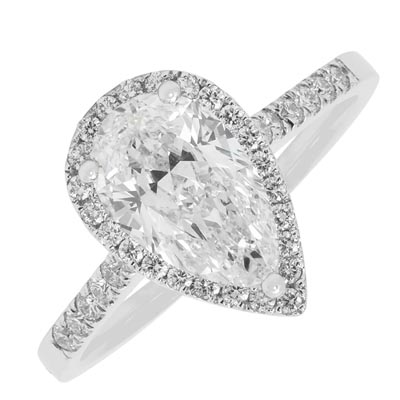 Pear Diamond Halo Engagement Ring in 18kt White Gold (1 7/8ct tw)