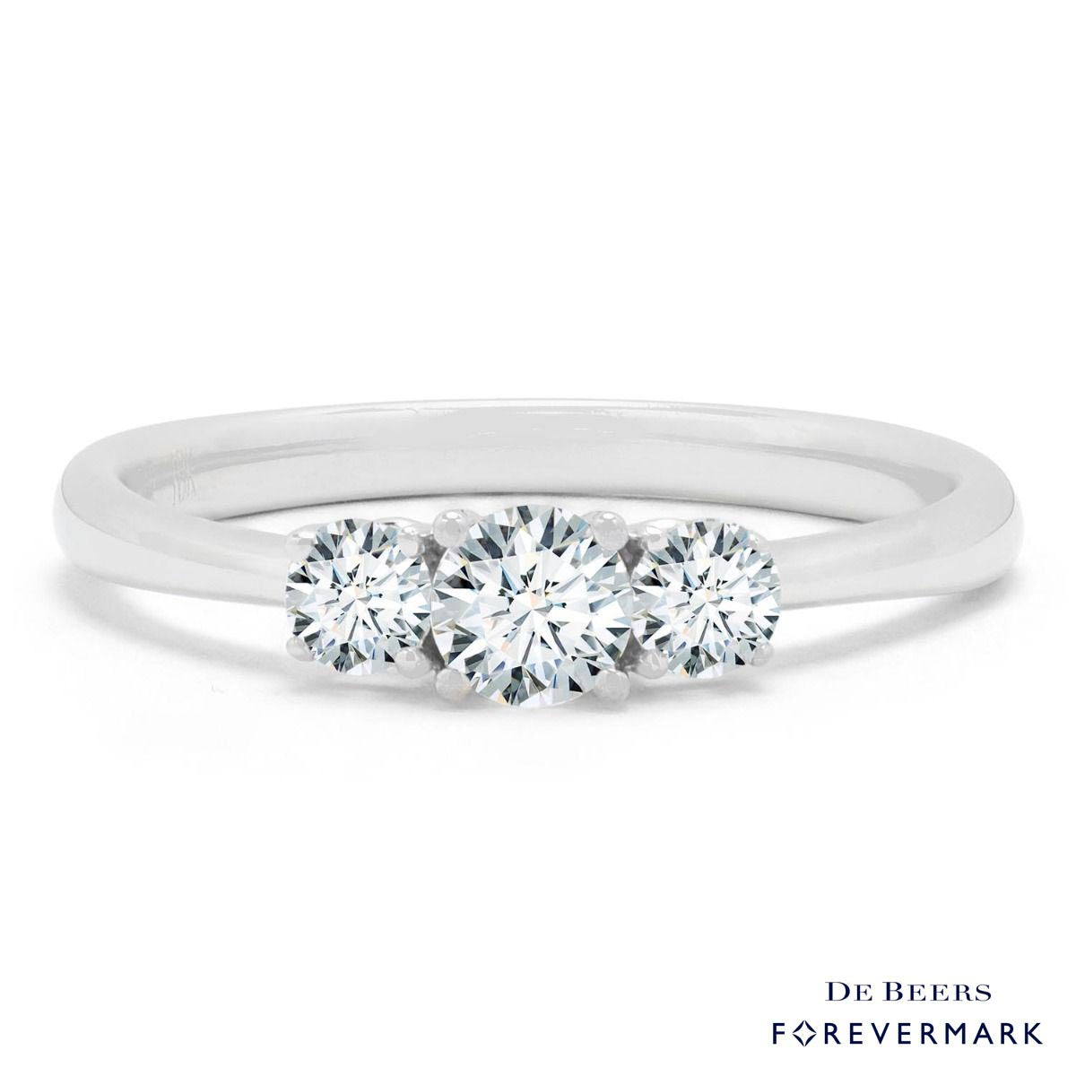 De Beers Forevermark Diamond Three Stone Ring in 18kt White Gold (1/2ct tw)