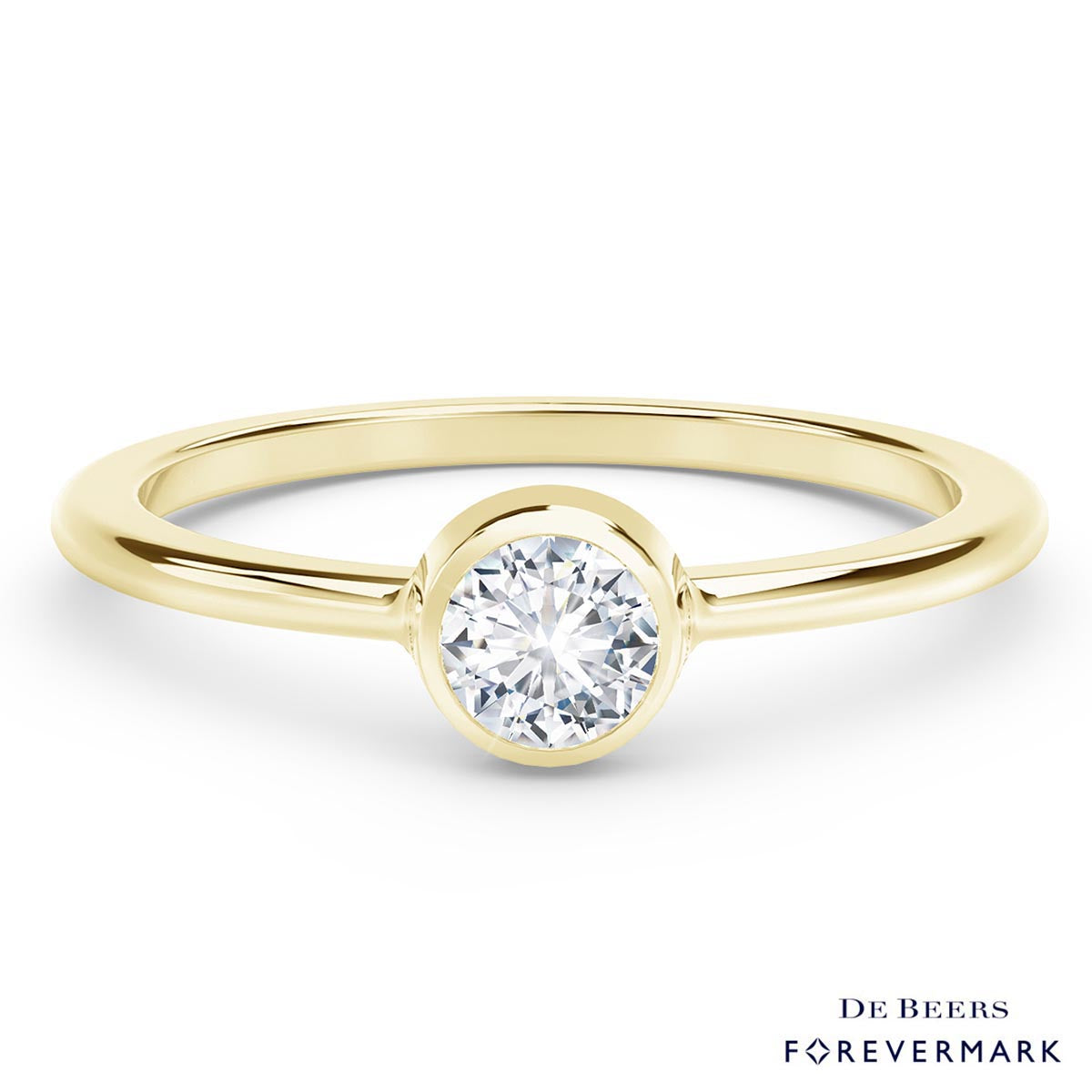 De Beers Forevermark Tribute Collection Classic Bezel Stackable Ring in 18kt Yellow Gold (1/4ct)