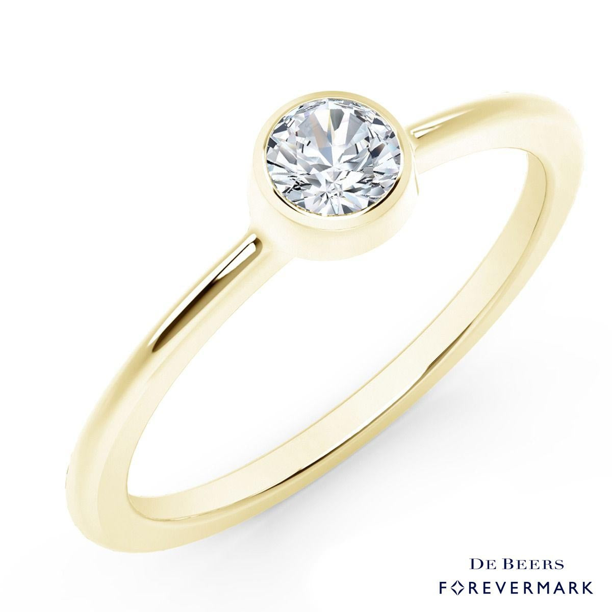 De Beers Forevermark Tribute Collection Classic Bezel Stackable Ring in 18kt Yellow Gold (1/4ct)