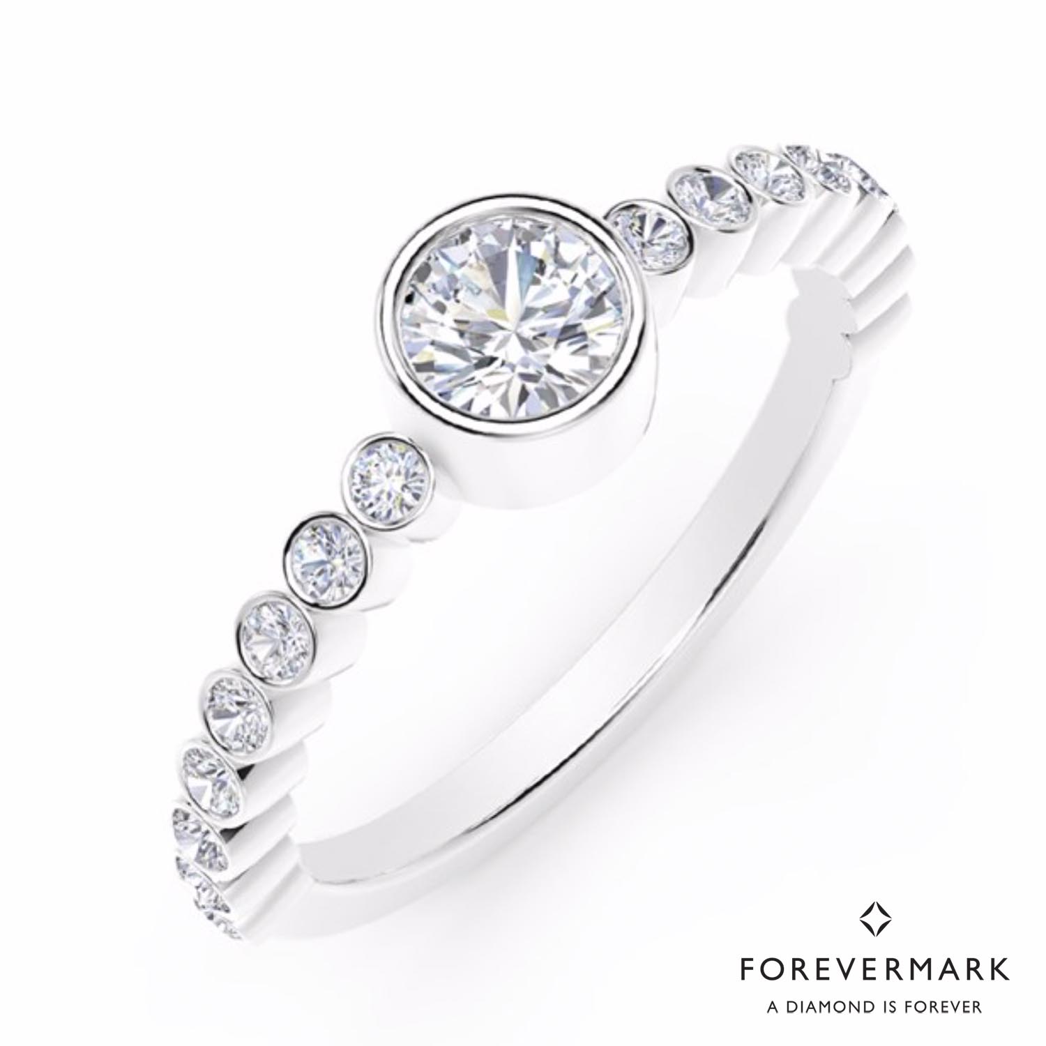 De Beers Forevermark Tribute Collection Bezel Stackable Ring in 18kt White Gold (1/2ct tw)