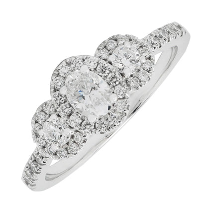 Oval Diamond Halo Engagement Ring in 14kt White Gold (3/4ct tw)