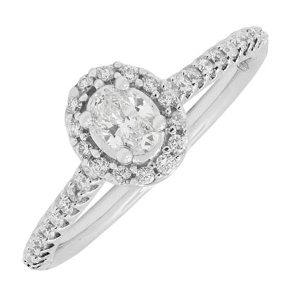 Oval Diamond Halo Engagement Ring in 14kt White Gold (1/2ct tw)