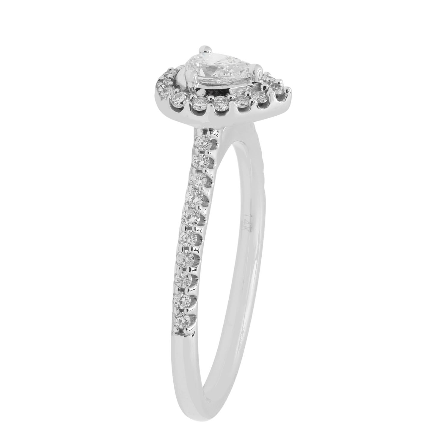 Pear Diamond Halo Engagement Ring in 14kt White Gold (1/2ct tw)