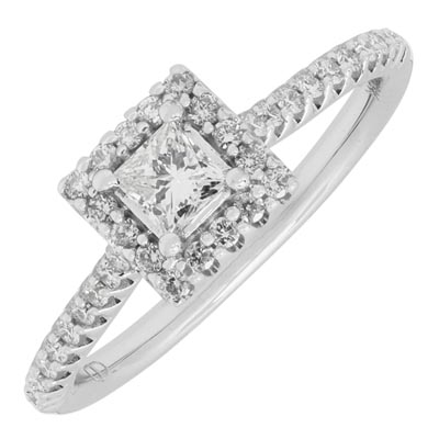 Princess Cut Diamond Halo Ring in 14kt White Gold (1/2ct tw)