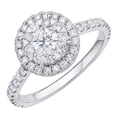 Memoire Bouquet Diamond Halo Engagement Ring in 18kt White Gold (5/8ct tw)
