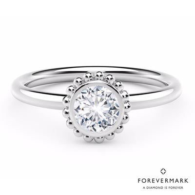De Beers Forevermark Tribute Collection Beaded Bezel Ring in 18kt White Gold (1/7ct tw)