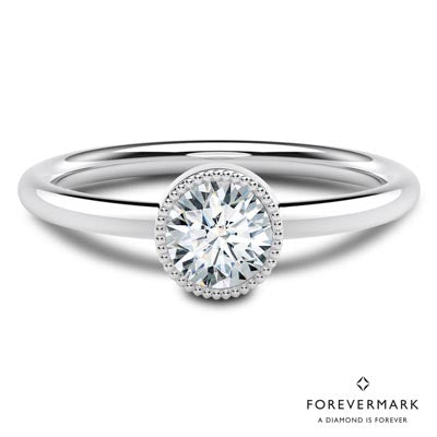 De Beers Forevermark Tribute Collection Milgrain Bezel Ring in 18kt White Gold (1/7ct tw)