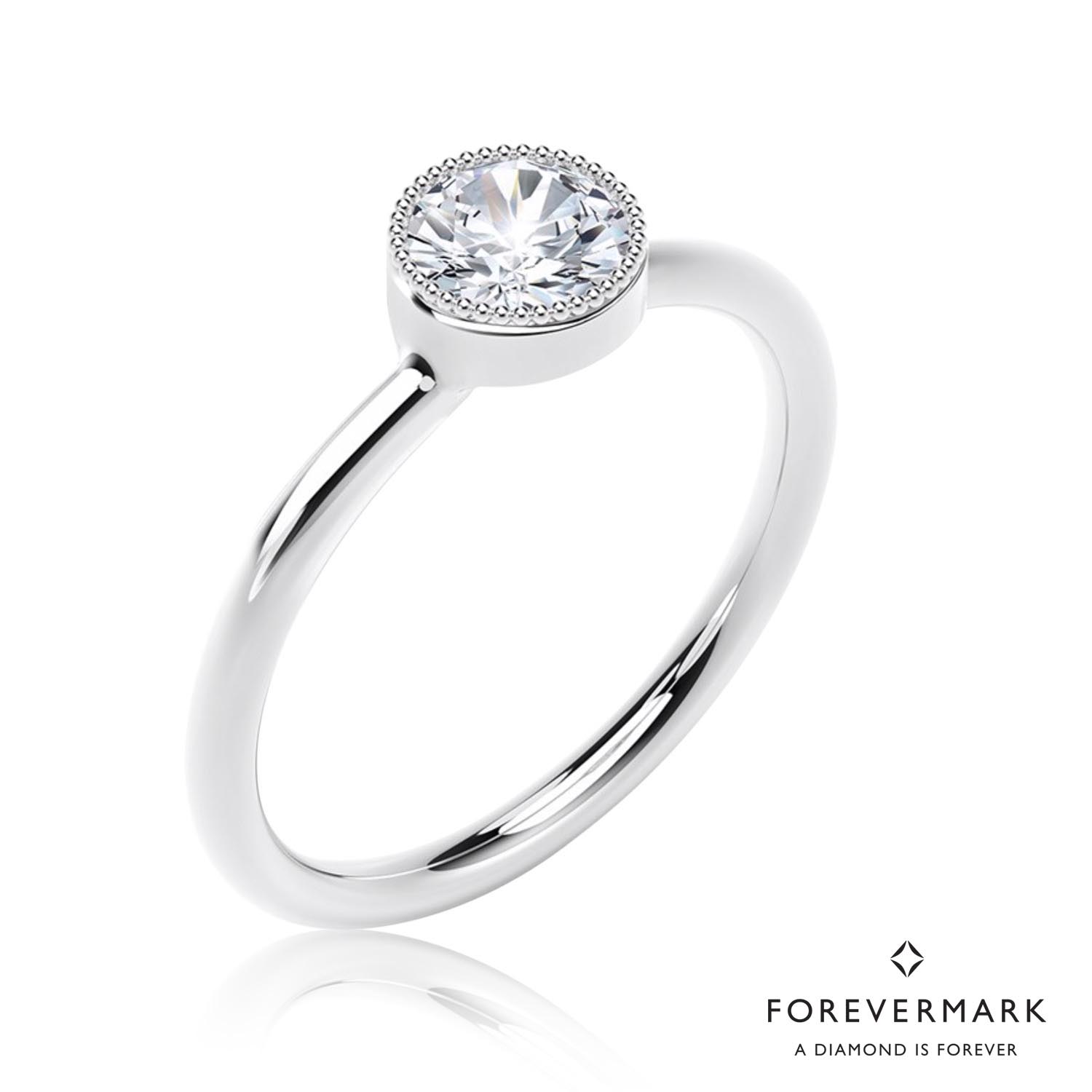 Forevermark Tribute Collection Milgrain Bezel Ring in 18kt White Gold (1/7ct tw)