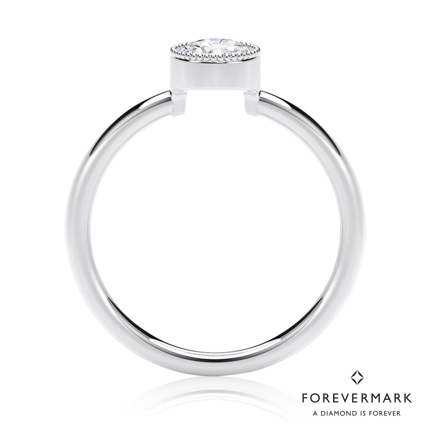 De Beers Forevermark Tribute Collection Milgrain Bezel Ring in 18kt White Gold (1/7ct tw)