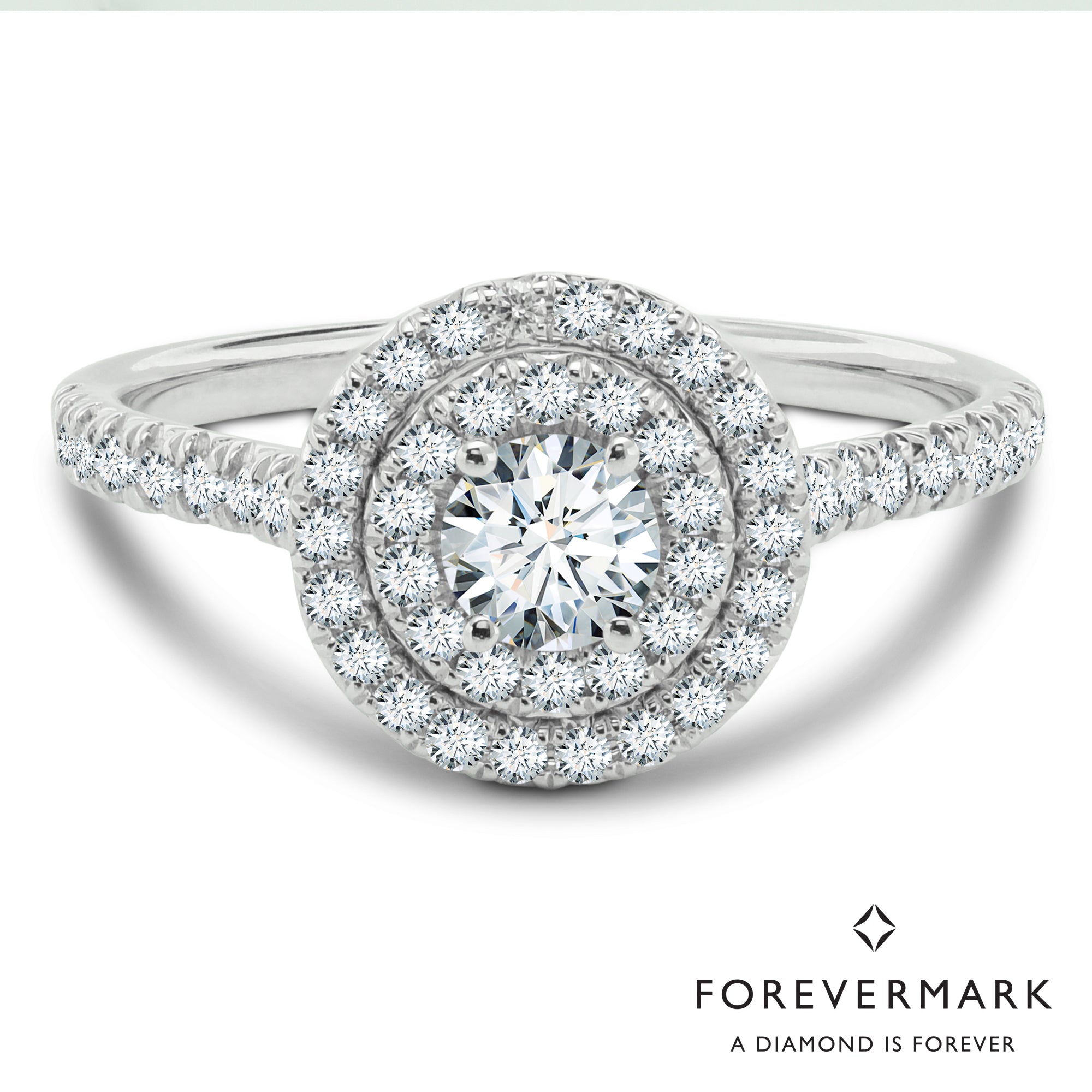Diamond Center of My Universe Double Halo Diamond Engagement Ring in 18kt White Gold (3/4ct tw)