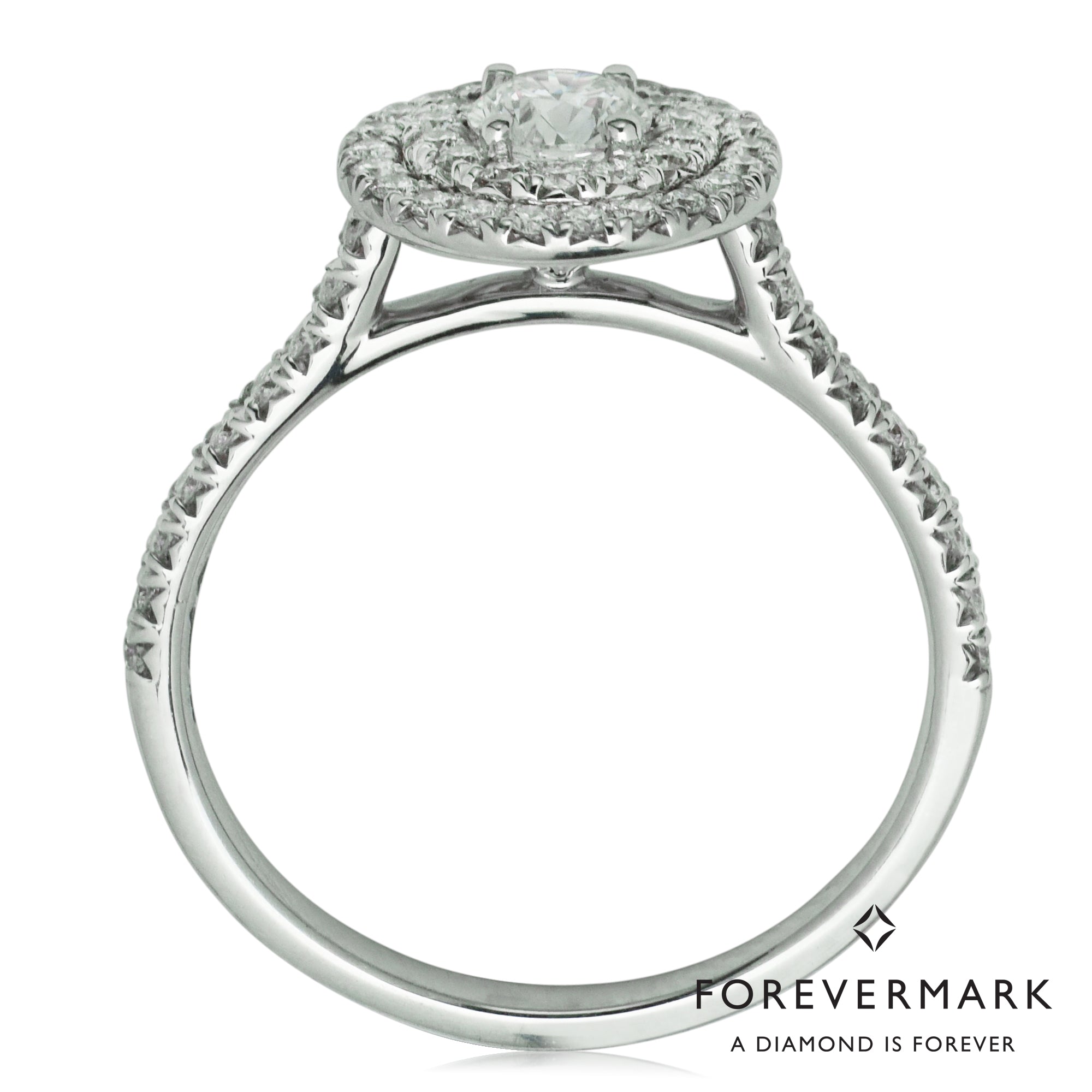 De Beers Forevermark Diamond Center of My Universe Double Halo Diamond Engagement Ring in 18kt White Gold (3/4ct tw)