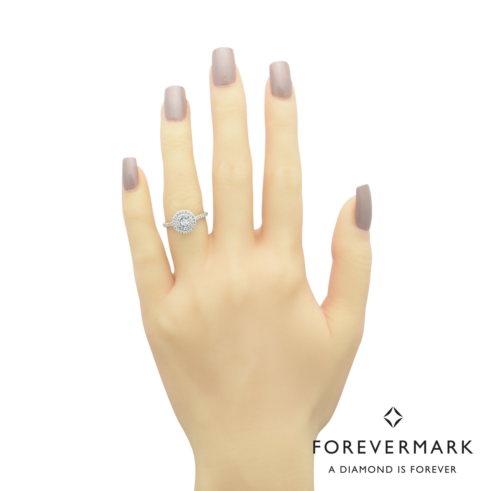 Diamond Center of My Universe Double Halo Diamond Engagement Ring in 18kt White Gold (3/4ct tw)