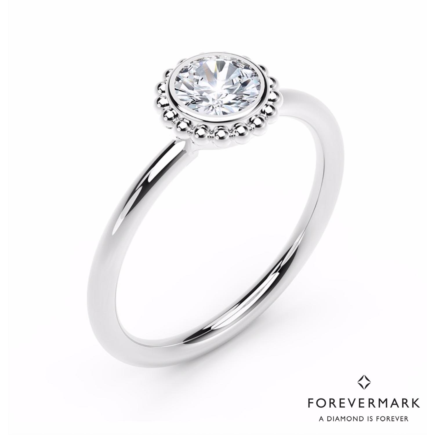 Forevermark Tribute Collection Beaded Bezel Ring in 18kt White Gold (1/3ct tw)