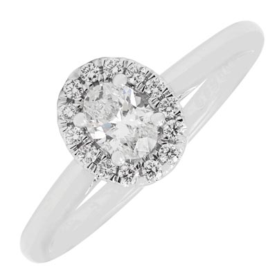 Martin Flyer Oval Diamond Halo Engagement Ring in 14kt White Gold (3/8ct tw)